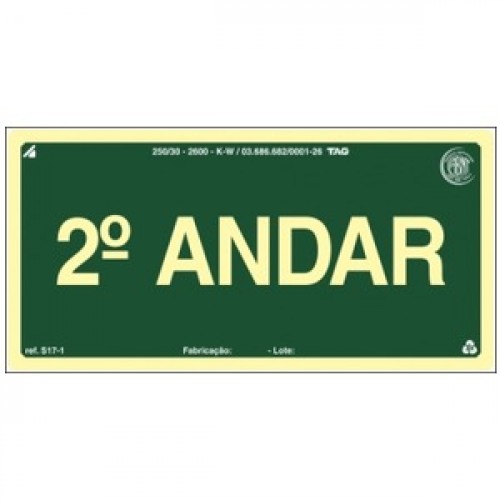 PLACA FOTOLU. AUTO EXTINGUÍVEL PAVIMENTO 02 ANDAR 19,5 X 19,5 (DESTAK)